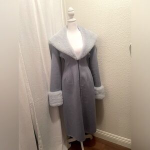 House of Harlow Wool Blend Faux Fur Long Zippered Coat